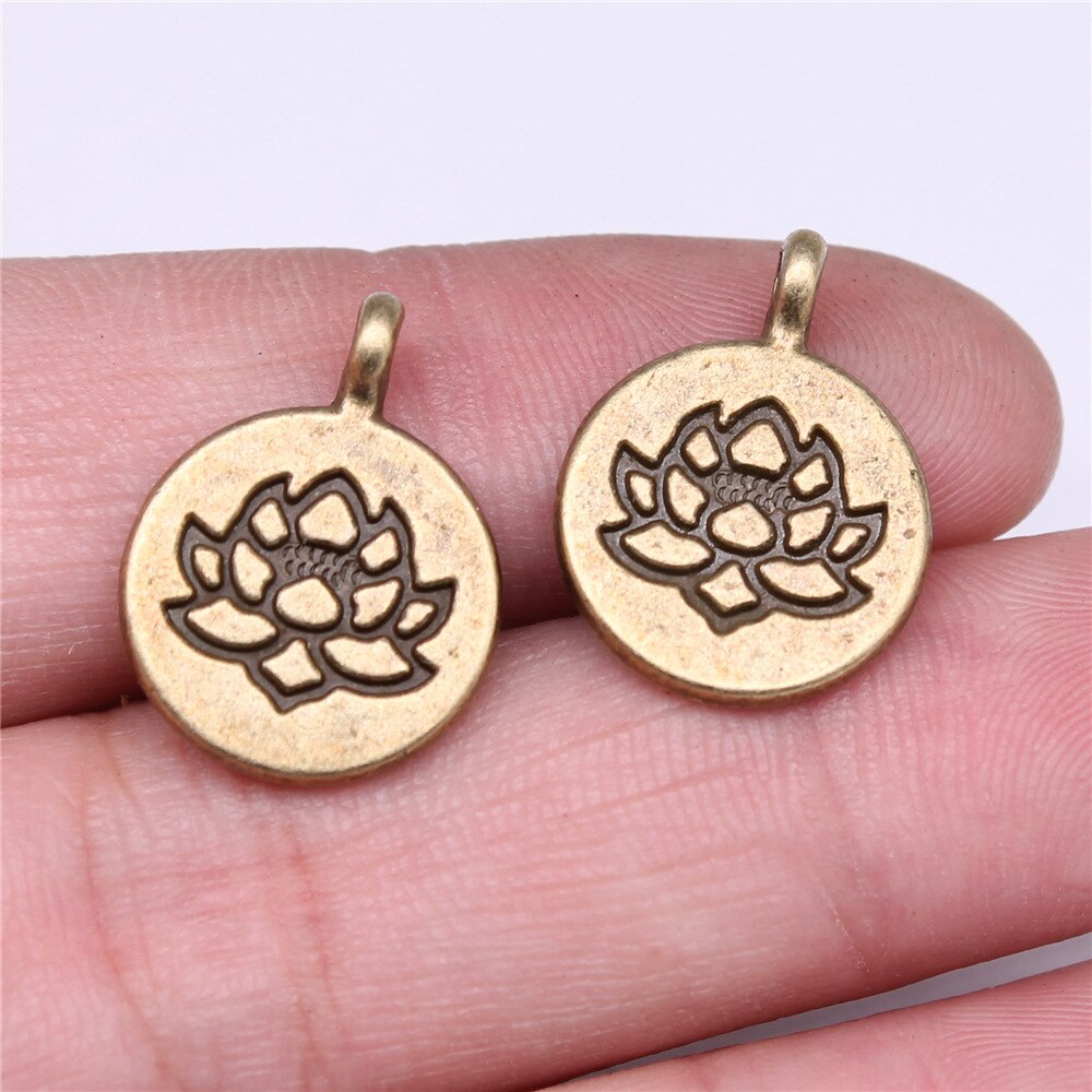 20 piezas cabeza de flor de loto meditación colgantes de Yoga para fabricación de joyería DIY artesanía hecha a mano: Oro champán