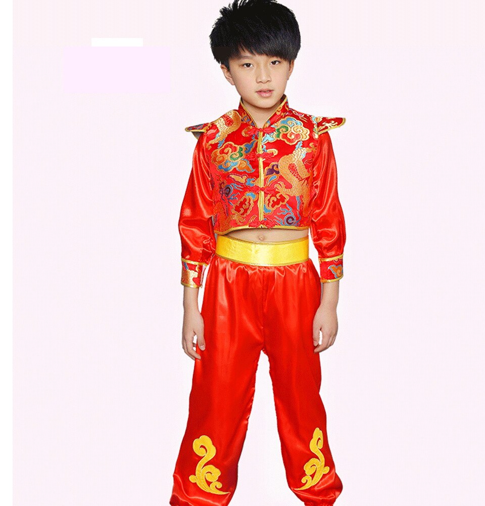 girls kung fu clothing boys dance chinese dragon costume for kids chinese folk dance costume costumes: C / L