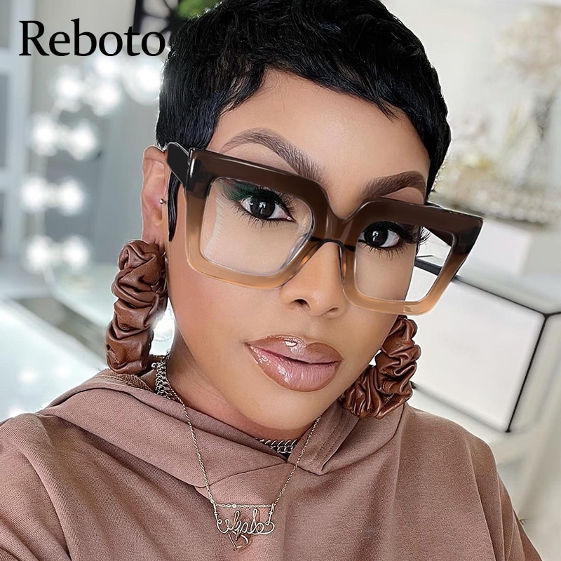 Gafas cuadradas transparentes con montura Vintage, lentes de de gran tamaño, para ordenador