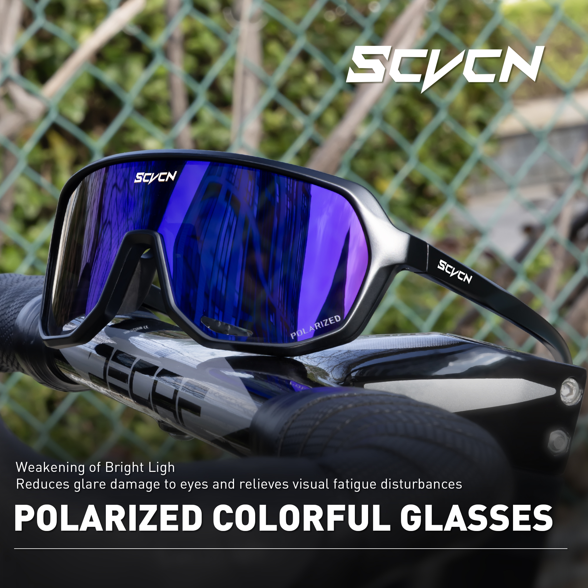SCVCN Polarized Sunglasses for Driving Cycling Glasses Bicycle Mountain Bike Men Women UV400 Casual Glasses: black