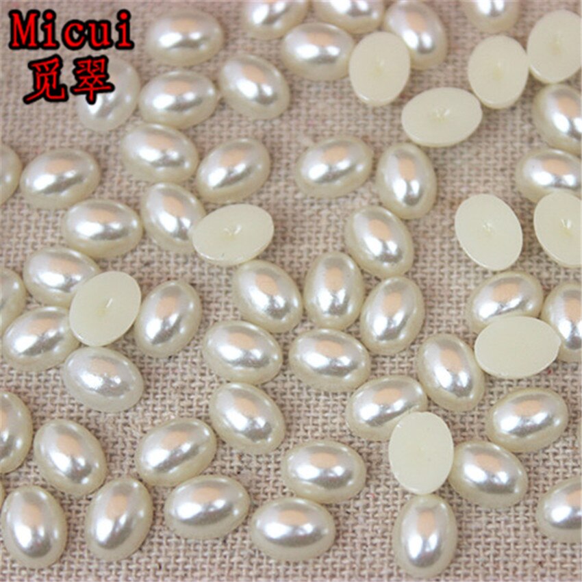 Micui 6*8/8*10/10*14/mm Ovale Parel Kralen ABS Half Parels plaksteen Scrapbooking Bead Voor Sieraden Maken Kleding Decoratie SM211