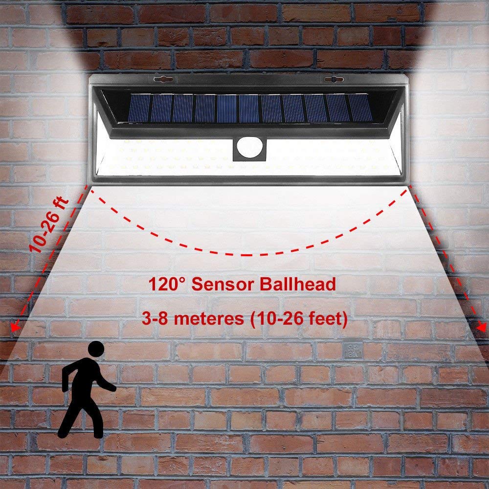90 led zonne-aangedreven wandlamp met pir-bewegingssensor voor buiten