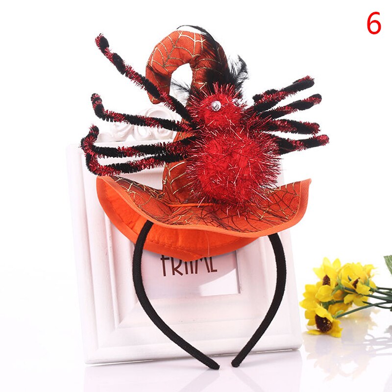 Diadema araña de Halloween decoración de calabaza para de vacaciones sombrero de bruja: N6