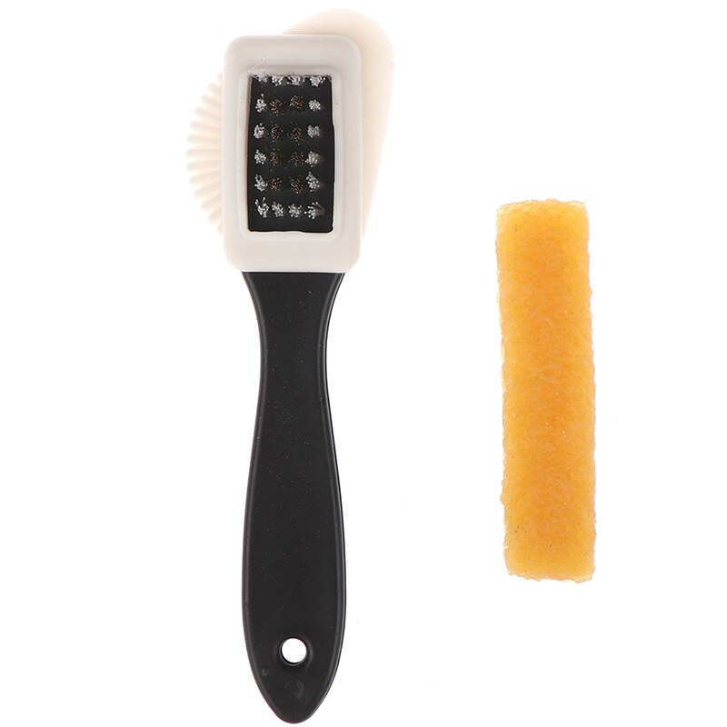 2 unids/set cepillo de zapatos de gamuza útil 3 brocha de limpieza lateral y juego de borrador de goma negro en forma de S limpiador de zapatos para bota zapato