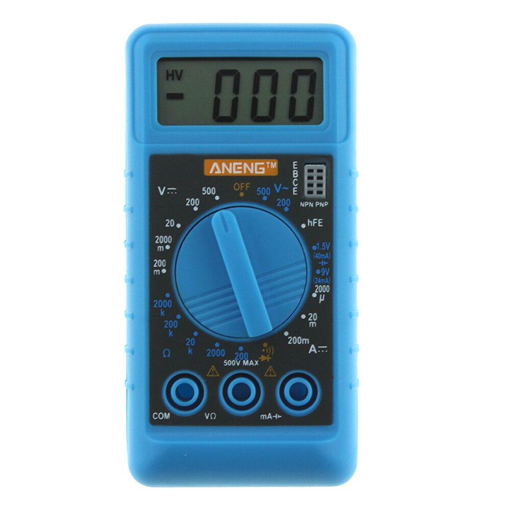 DT9208A LCD Digital Multimeter Electric Handheld Ammeter Voltmeter Resistance Capacitance Tester AC DC: blue