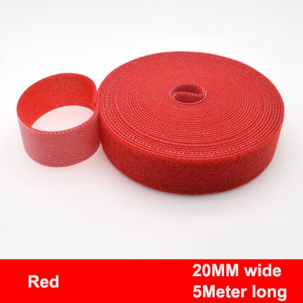 5M/Roll Klittenband Kabelbinders Bandjes Herbruikbare Bevestiging Kabelbinder Draad Bandjes Sluiting Bandjes Double Side pads Diy 15/20Mm: Red 20mm