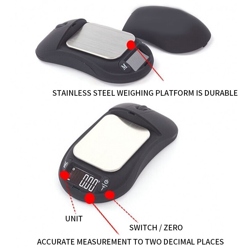 Pocket Scale High Precision Jewelry Weighing Scale Battery Operated Mouse type mini scale