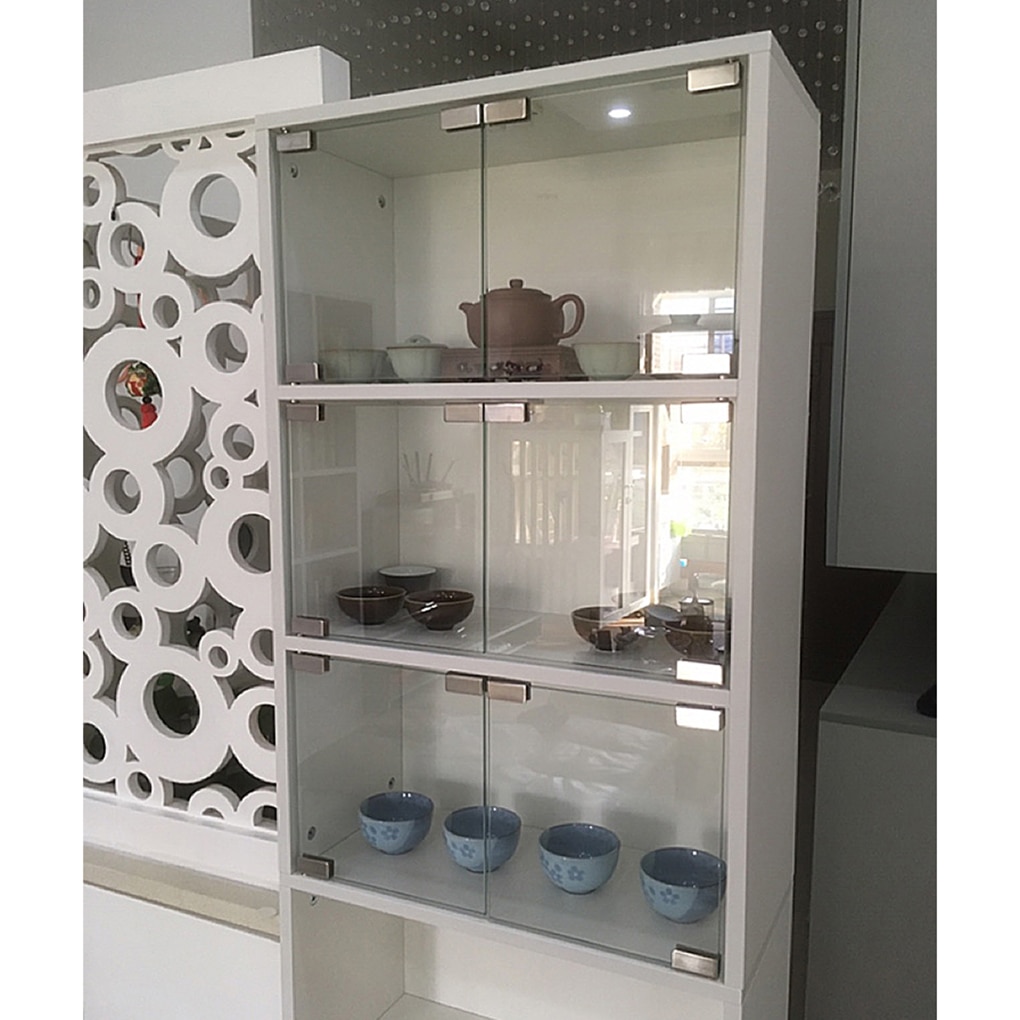Stainless Steel Glass Cabinet Door Hinge Clip Glass Pivot Hinge Set Display Cabinet Cabinet Clip Furniture Hardware Accessories
