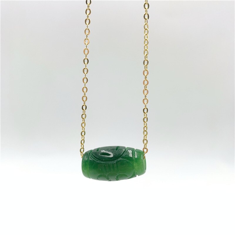 Collier en Jade vert naturel 20MM, 1 pièce, perles Ruyi sculptées à la main, pendentif, bijoux amulette à la , pour femmes, corde gratuite,