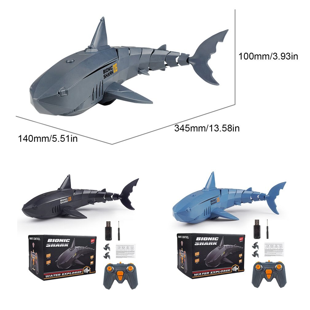 RC Submarine Shark 2.4G Remote Control Electric Shark Rechargeable Water Children's Electric Toy Remote Control Boat