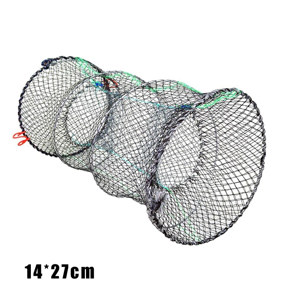 Red de trampa para cangrejos, jaula plegable portátil para langosta y camarones, accesorios de pesca: 14CMX27CM