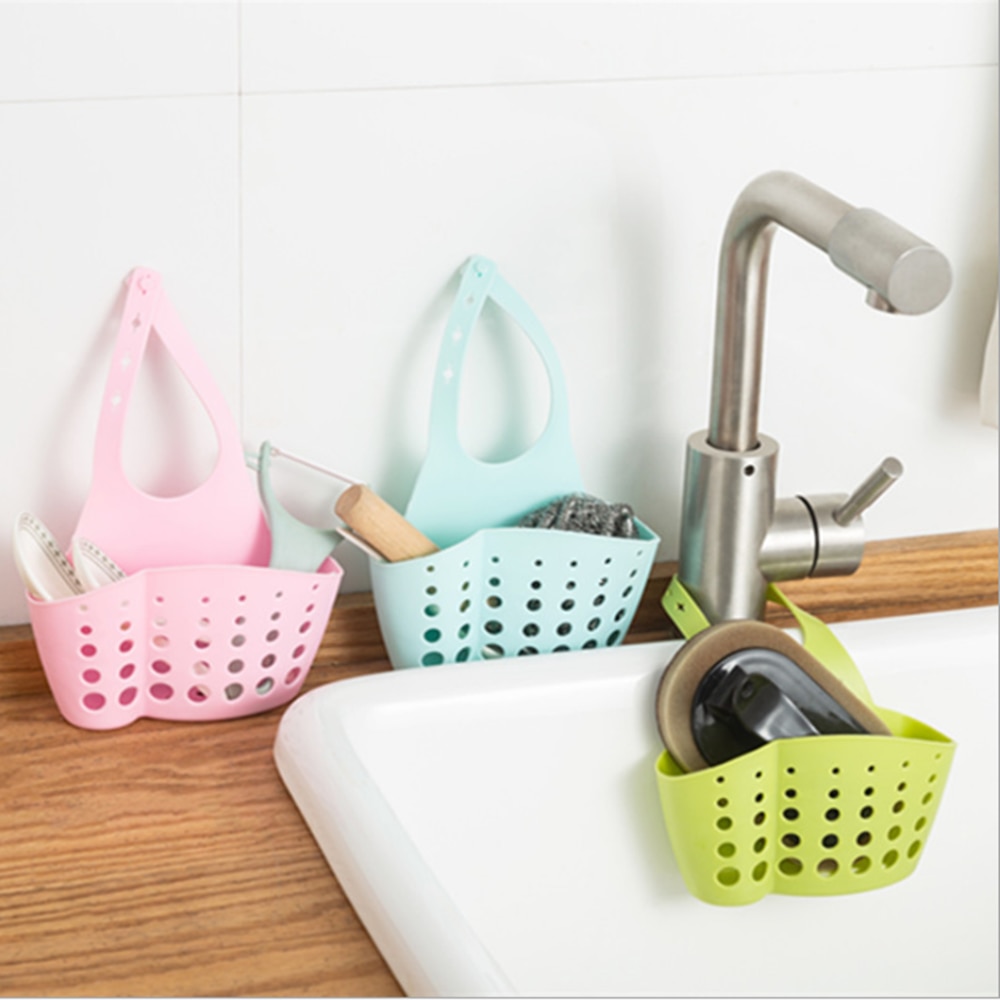 Køkkenartikler håndvask plast opbevaringspose justerbar hængende kurv afløbskurv snap-on vandhane