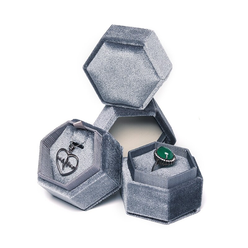 Ringe Box Schmuck Verpackung Box anhänger Box Schmuck ContainerHigh Ohrringe Halter Samt Paar: Grey / Pendant box