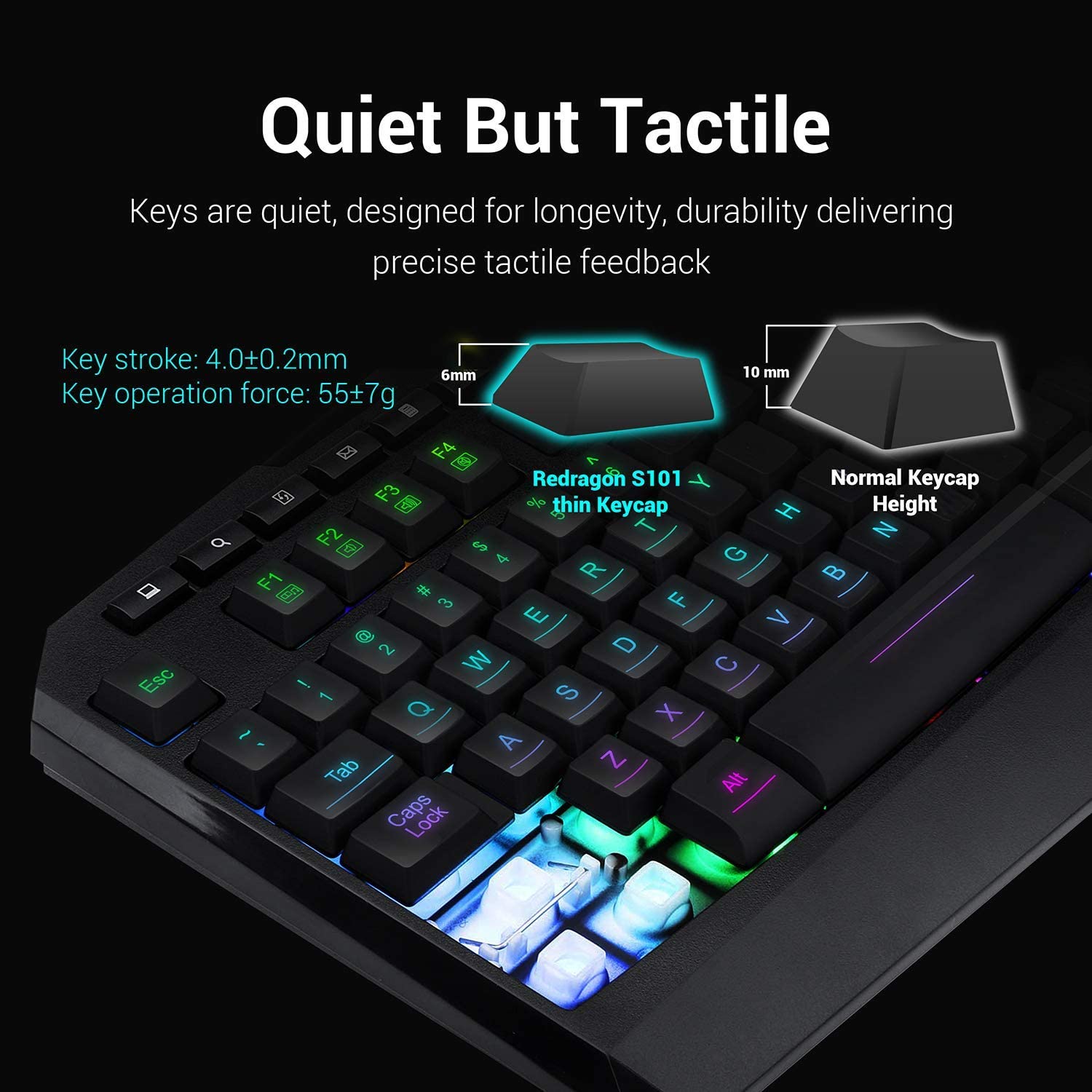 Redragon Gaming Keyboard Gaming Mouse Combo S101 RGB LED Backlit Keyboard and Mouse Set Gaming Mouse and Keyboard Silent