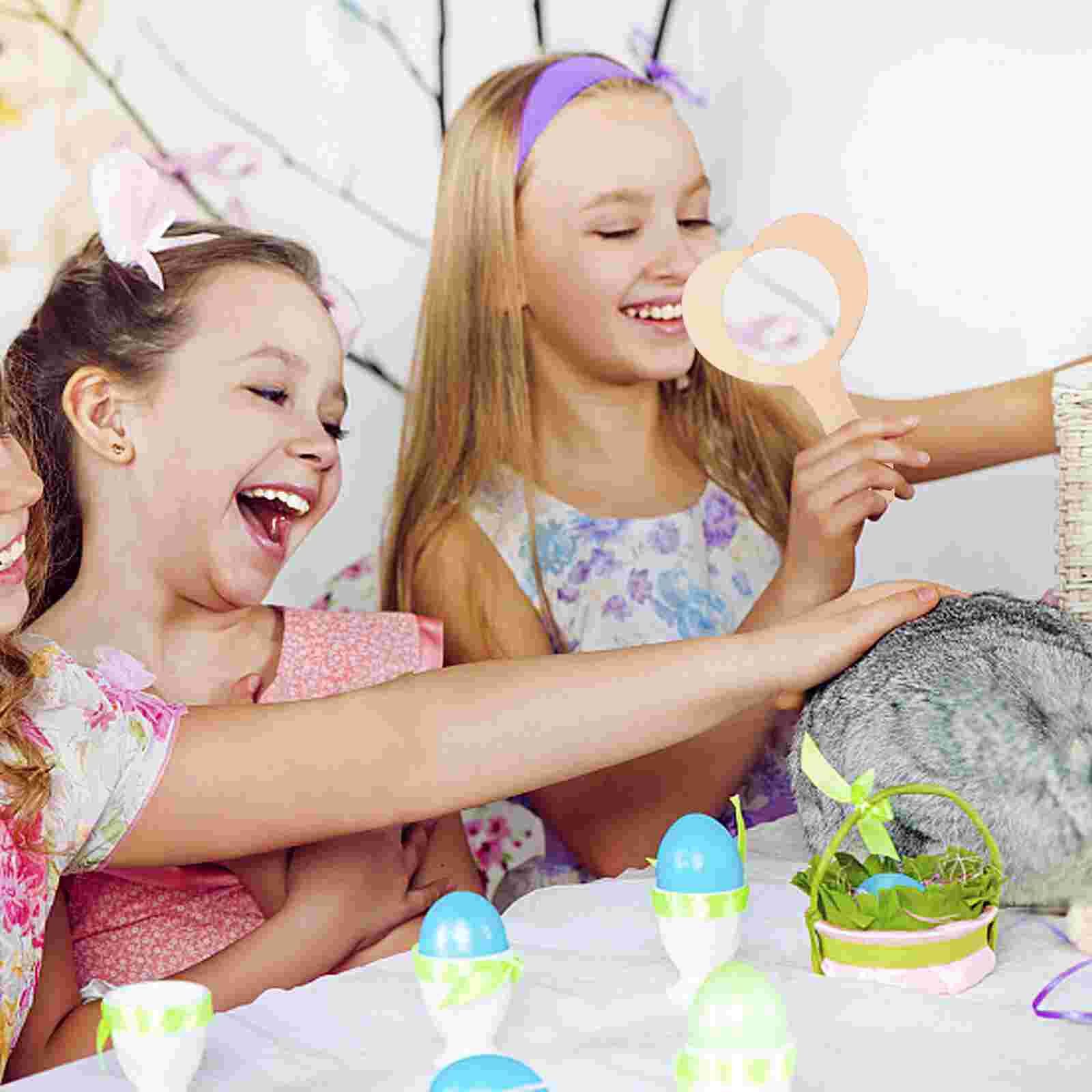 10Pcs DIY Wooden Mirror Kids Painting Wooden Small Mirror Practical DIY Craft Mold