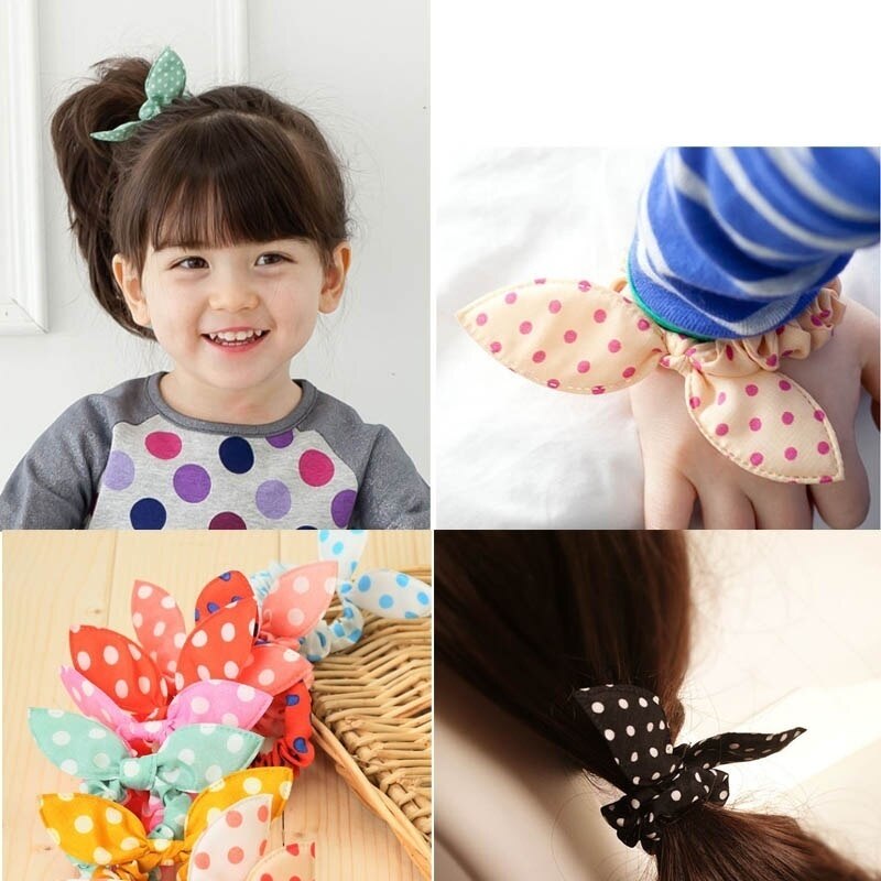 10 Teile/los niedlich Hase Baby Mädchen Blume Haar Clip Stirnbänder Kaninchen Ohren Punkt Headwear Elastisches Haar Band Haar Seil Verkäufe Darm