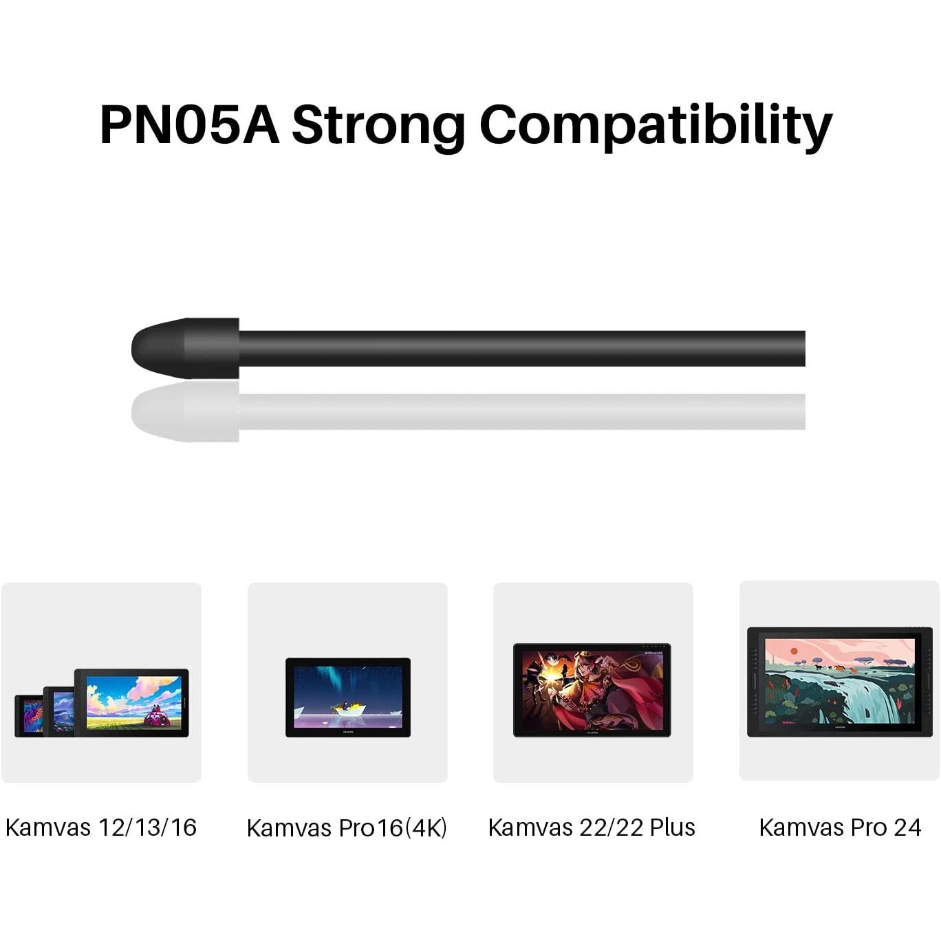 HUION-puntas de lápiz PN05A para tableta gráfica PW517, lápiz óptico de dibujo, puntas de repuesto para KD200/G930L, Kamvas12/13/16)/22/24