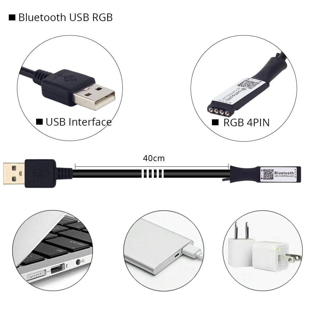 RGB RGBW Bluetooth LED Controller USB / 24 Keys / 40 Keys IR Remote Control / APP Control For RGB / RGBW / RGBWW LED Strip Light