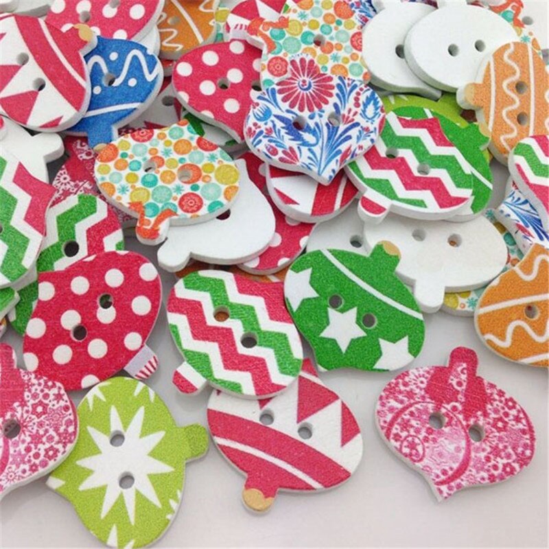 50pcs Wooden Merry Christmas Buttons Doll Sewing Craft WB181