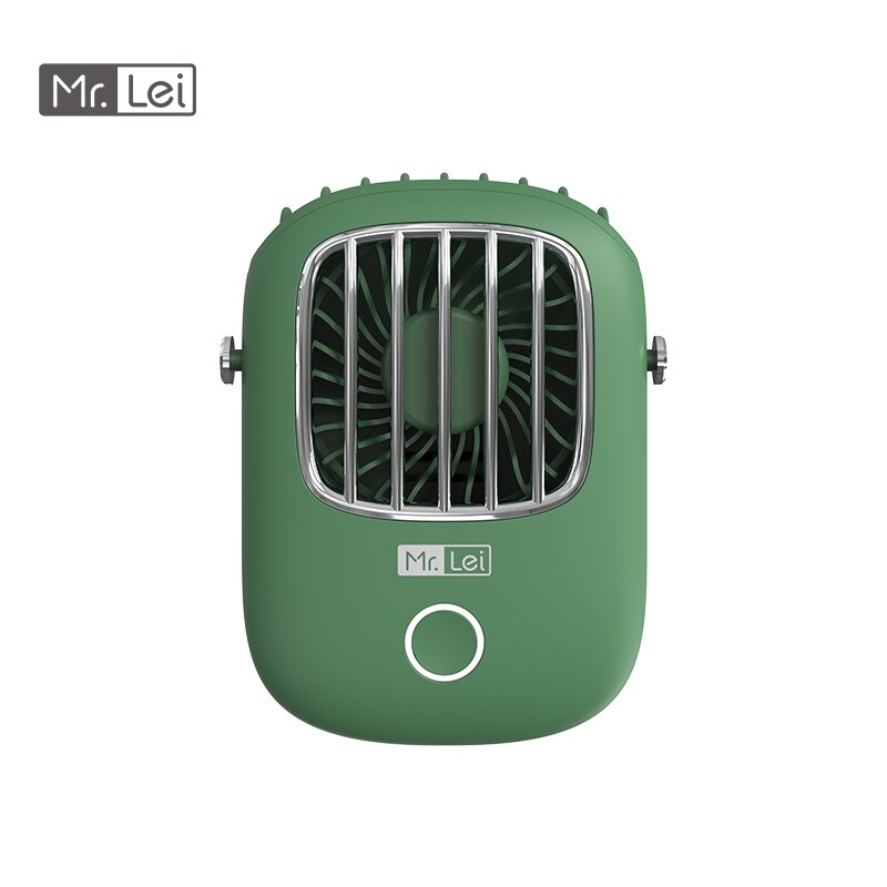 Mr.Lei – Mini ventilateur Portable de cou suspendu, refroidisseur d'air de poche, 1800mAh, mains libres, chargeur USB, pour téléphone, été: Green