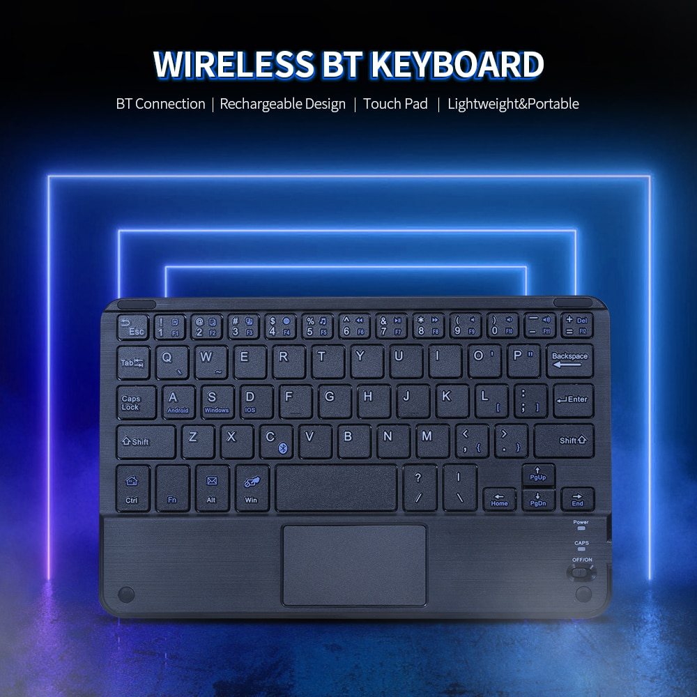 Wireless BT 3.0 Keyboard Ultra-slim Mini BT Keyboard with Touch Pad Support Android Windows iOS System for Laptop Phone Tablet