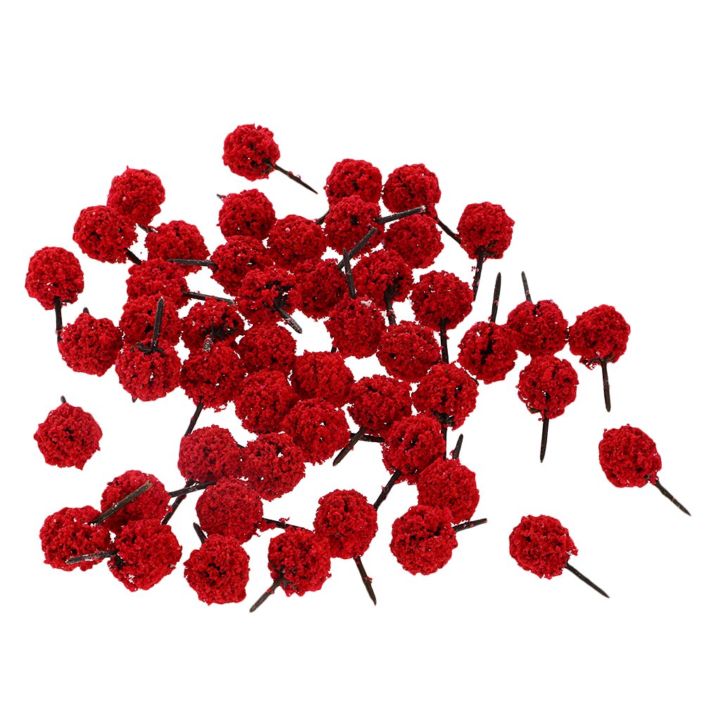 50pcs 1:150 N Scale Ball Shaped Model Trees DIY Layout Train Railway Landscape Scenery: Red