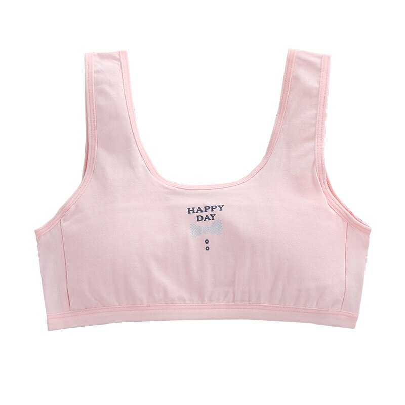 Reggiseno per ragazze adolescenti bambino Happy Day lettere stampa Lingerie canottiera sportiva canottiera reggiseno di mezza età con coppa Pad per 7-12T