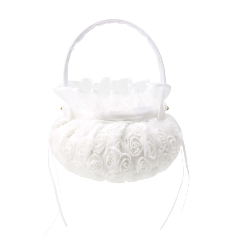 Romantische Strik Jute Satin Wedding Ceremony Party Rose Bloem Meisje Mand: B