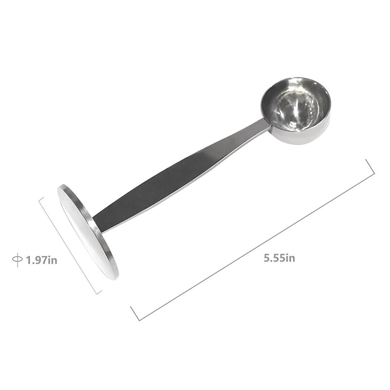 Cuchara Tamper de medida de café Espresso, utensilios para café y té de acero inoxidable, cuchara medidora de Tamping, 1 unidad de plata