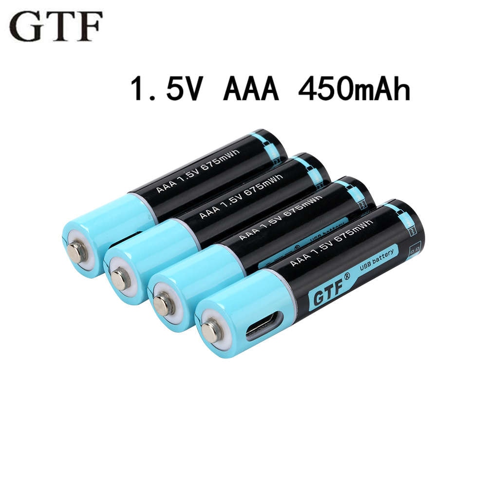 GTF 100% capaciteit 1.5V AAA Batterij 450mAh USB Oplaadbare Batterij 1.5V 675mwh Voor Afstandsbediening Speelgoed AAA batterijen