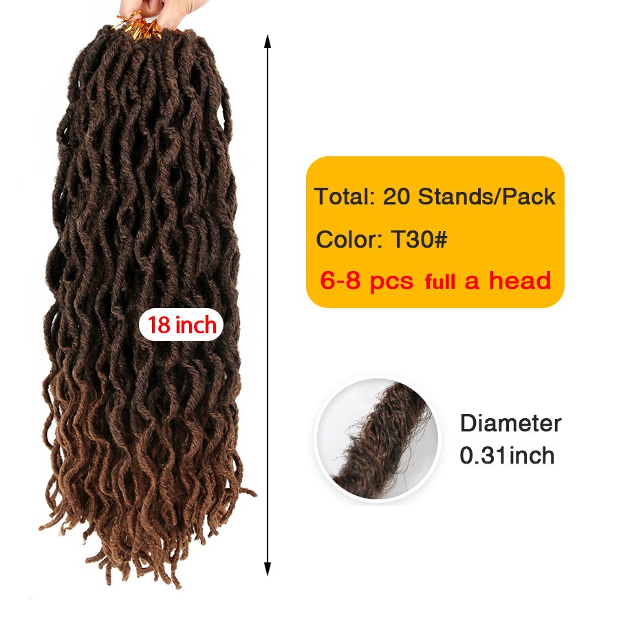 AliLeader 7colors Synthetic Crochet Braids Curly 12/ 18inch Nu Locs Crochet Extensions 20strand Goddess Faux Locs Crochet Hair: P1B/30