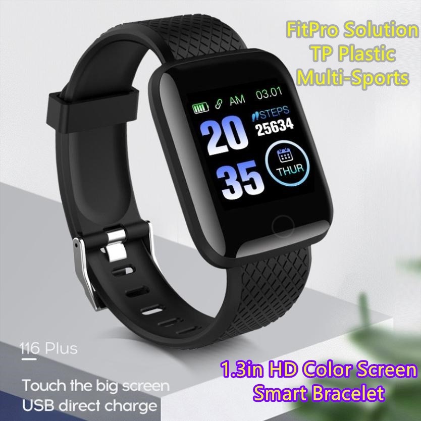 116 Plus 1.3in Hd Kleur Screen Smart Armband Fitpro Oplossing Tp Plastic Usb-poort Opladen Smart Horloge Multi-Sport slimme Band