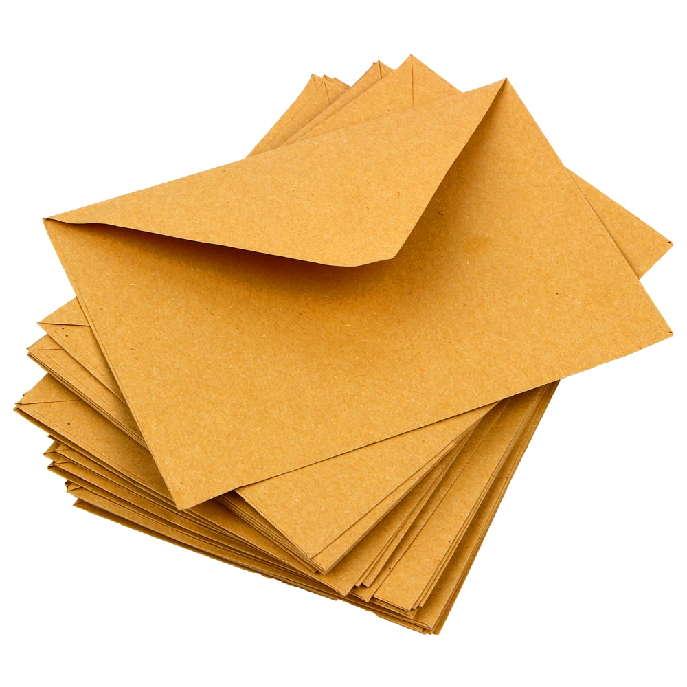 50Pcs/Lot Classical Brown Kraft Blank Mini Paper Window Envelopes Wedding Invitation Envelope Envelope