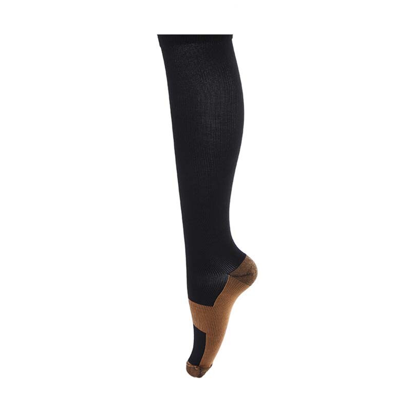 Unisex Anti-vermoeidheid Compressie Sok Miracle Koper Toot Pijnbestrijding Anti Vermoeidheid Magic Sokken Ondersteuning Knie Hoge Stocking: Black / L/xl