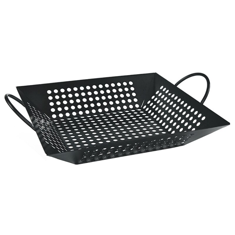 Carbon Steel Square Barbecue Grill Basket Meats Grilling BBQ Basket With Handles Outdoor Barbecue Tool Accessories: Default Title