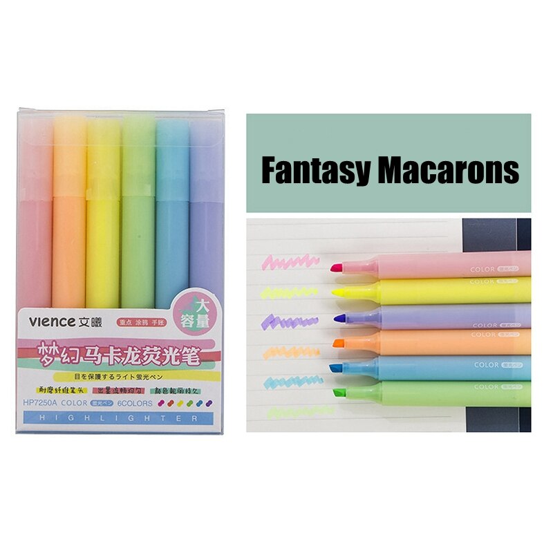 6 Stks/set Creatieve Markeerstift Fluorescerende Potlood Candy Kleur Tekening Graffiti Marker Art Pennen Voor School Kantoorbenodigdheden: fantasy Macarons