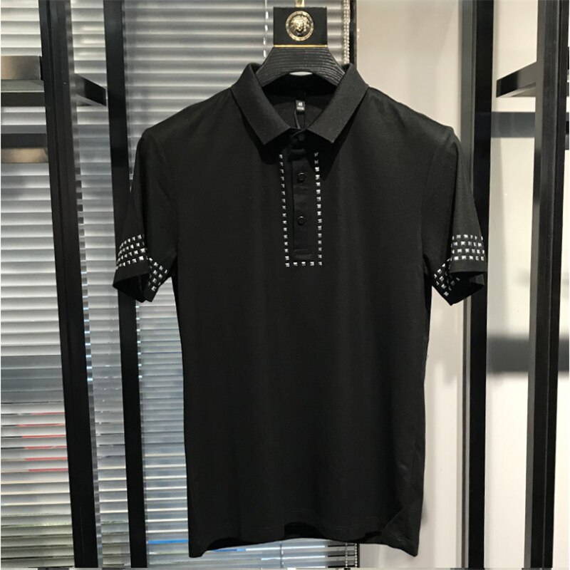 European and American brand cotton shirt short sleeve men's lapel business casual polo best selling clo