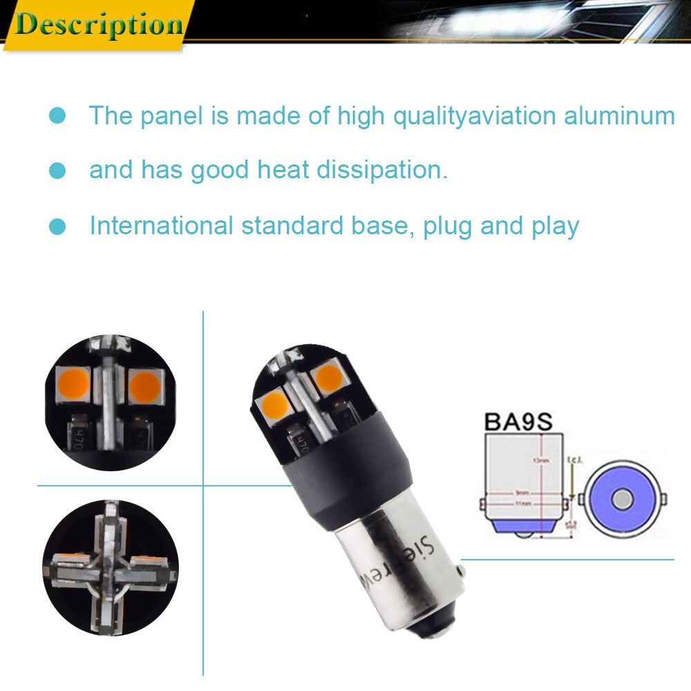 2x H21W BAY9S BA9S T4W T11 BAX9S H6W BAW9S HY21W LED Car Auto Backup Reverse Light Turn Bulb Side Lamp White Amber 6V 12V 24V AC: ba9s / White 24V AC