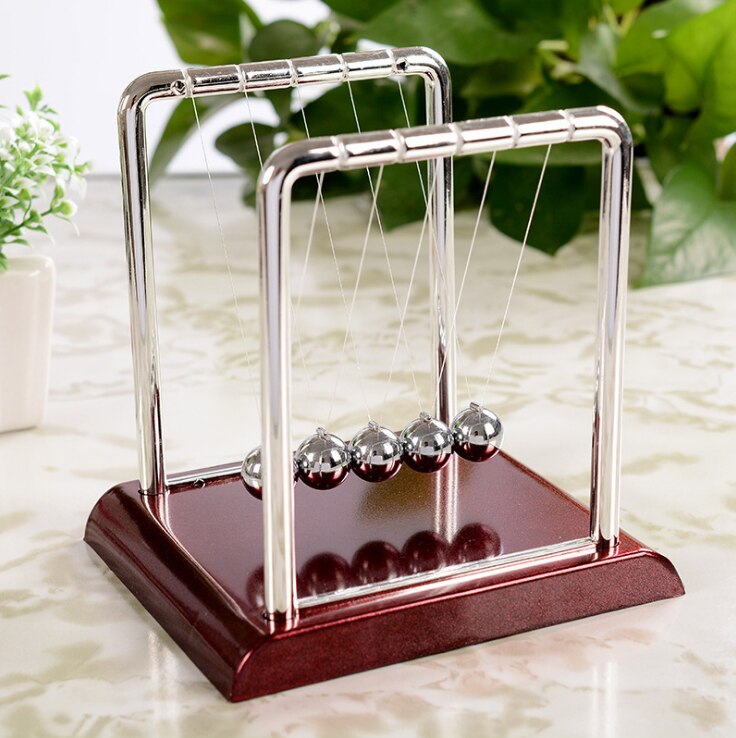 Klassisk newton cradle balance balls metal craft, science psychology puzzle desk fun gadget med plastbunn: N