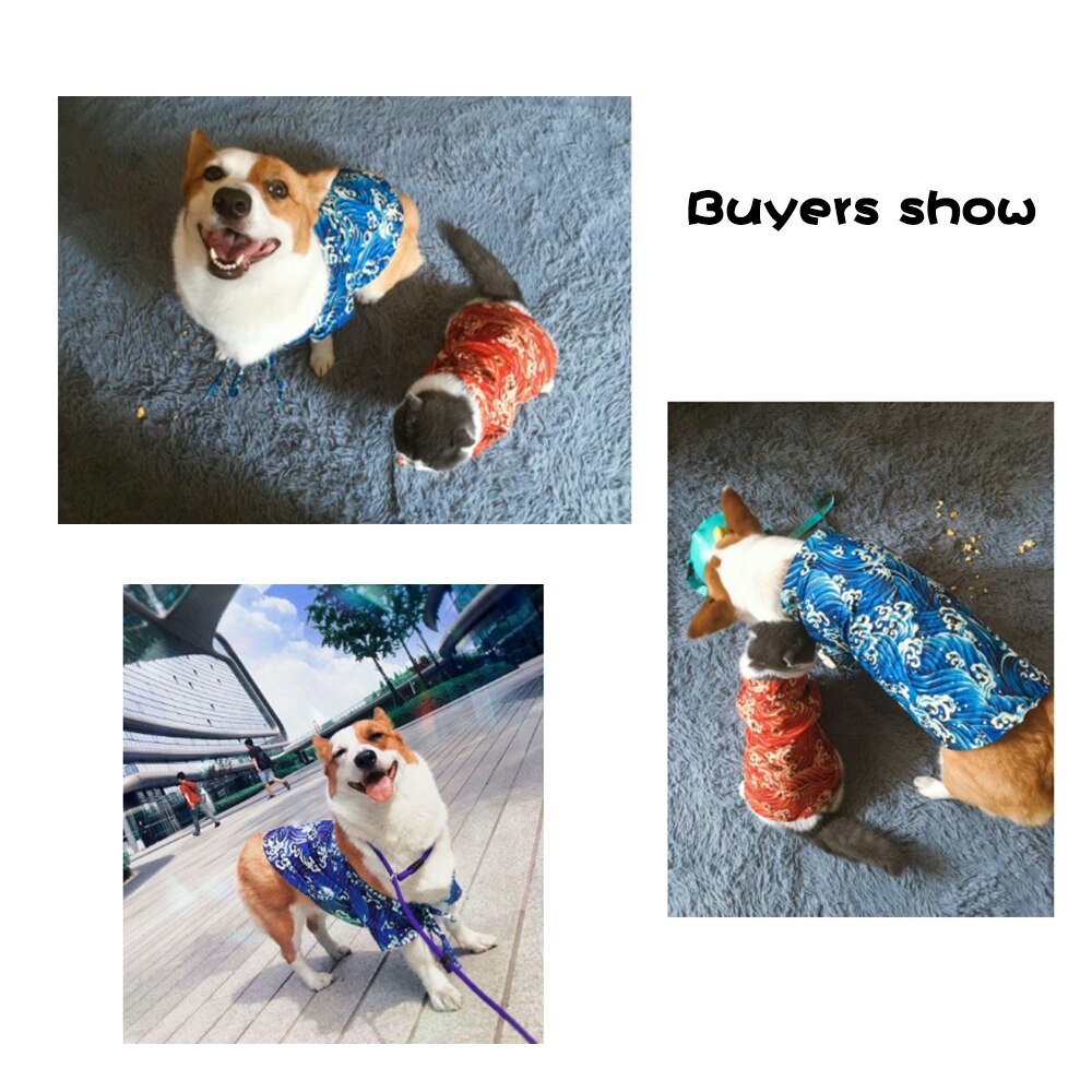 Tide Brand Pet Clothes Original Japanese Kimono Waves For Small Medium Large Dogs Spring And Summer Cat Ware Cool Fation