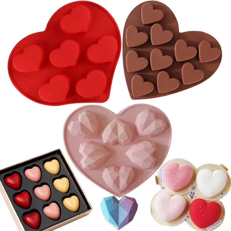 Stampo in silicone a forma di cuore per teglia da forno Pasticceria caramella sbarra Stampo per cioccolato Regalo di nozze fai da te Stampi in resina epossidica Fornitura da cucina