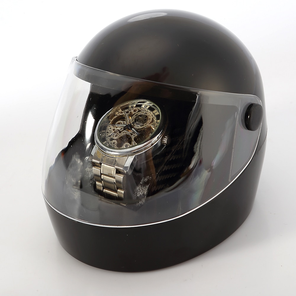 Luxury Motorcycle Helmet Shape Pu Leather Cuff Plastic Single Watch Storage Box