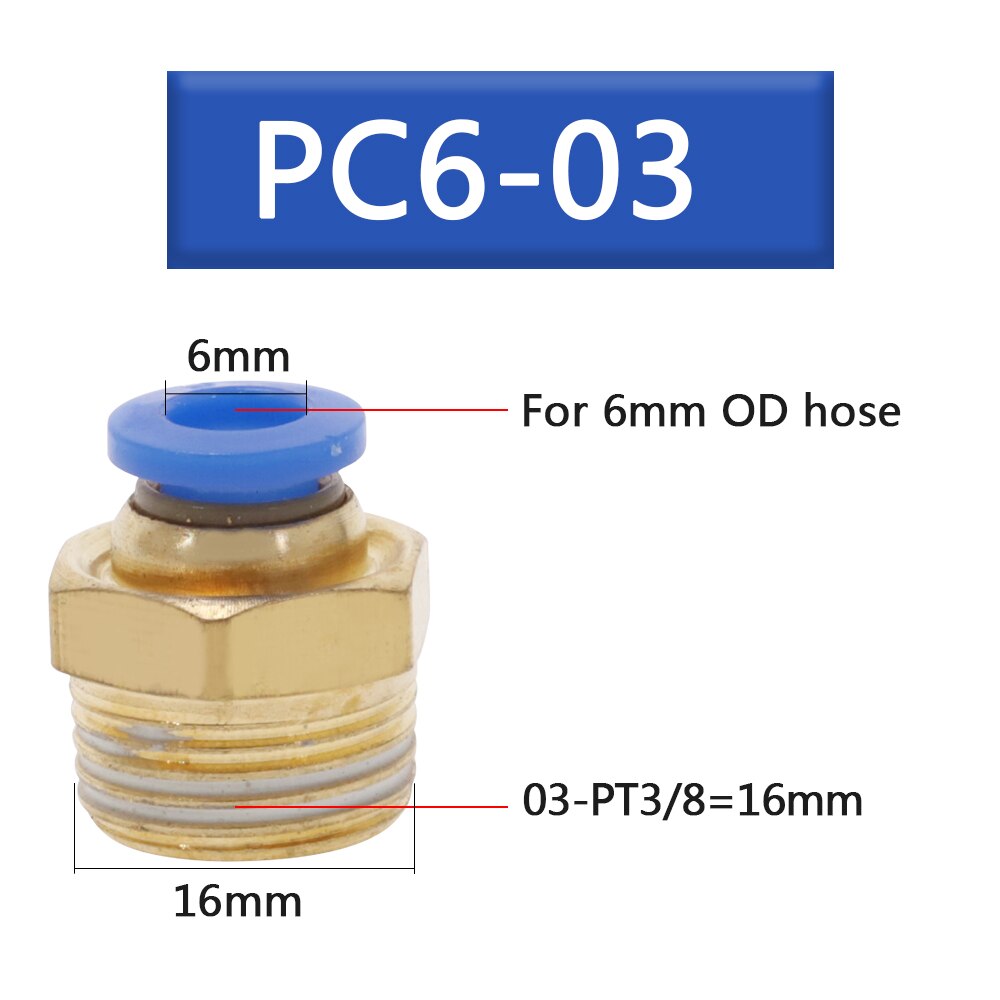 50Pcs Pneumatic Fitting Tube Connector Fittings Air Quick Water Pipe Push In Hose Quick Couping PC4-01 PC6-02 PC8-02: 50Pcs-PC6-03