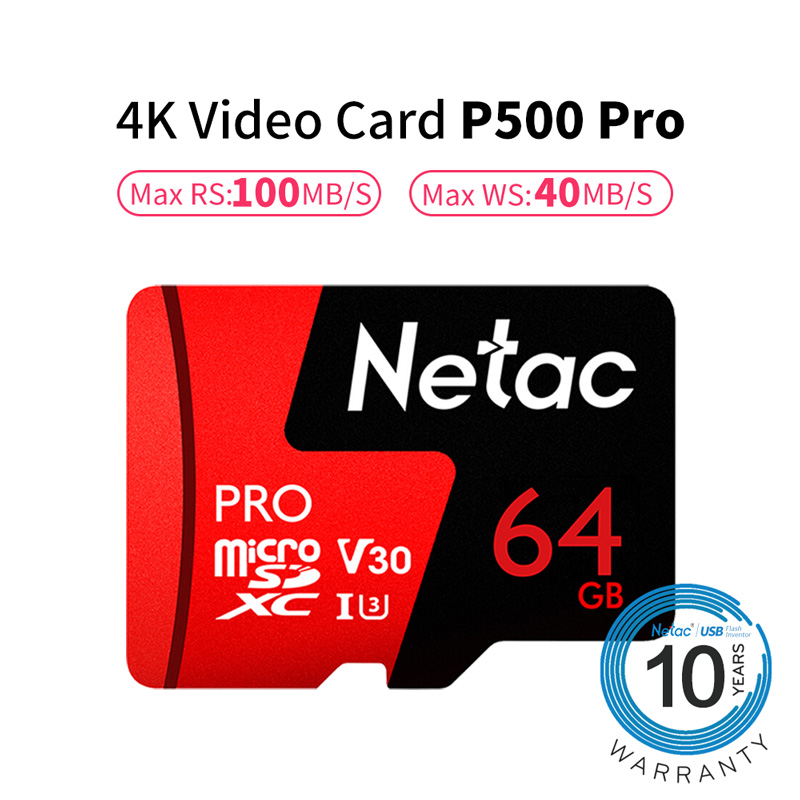 Netac Micro SD Card 64GB 128GB 256GB Class 10 UHS 1 U3 V30 Memory Card 64 128 GB Flash Microsd P500 Pro TF Card For Smartphone: Default Title