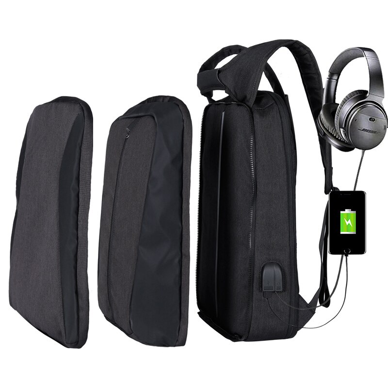 XQXA 17.3 "Slim Laptop Rugzak Vrouwen/Mannen Zakelijke Tassen met Usb-poort Opladen Waterbestendig Schooltas voor College rugzakken: 1806Nwith G Front BL