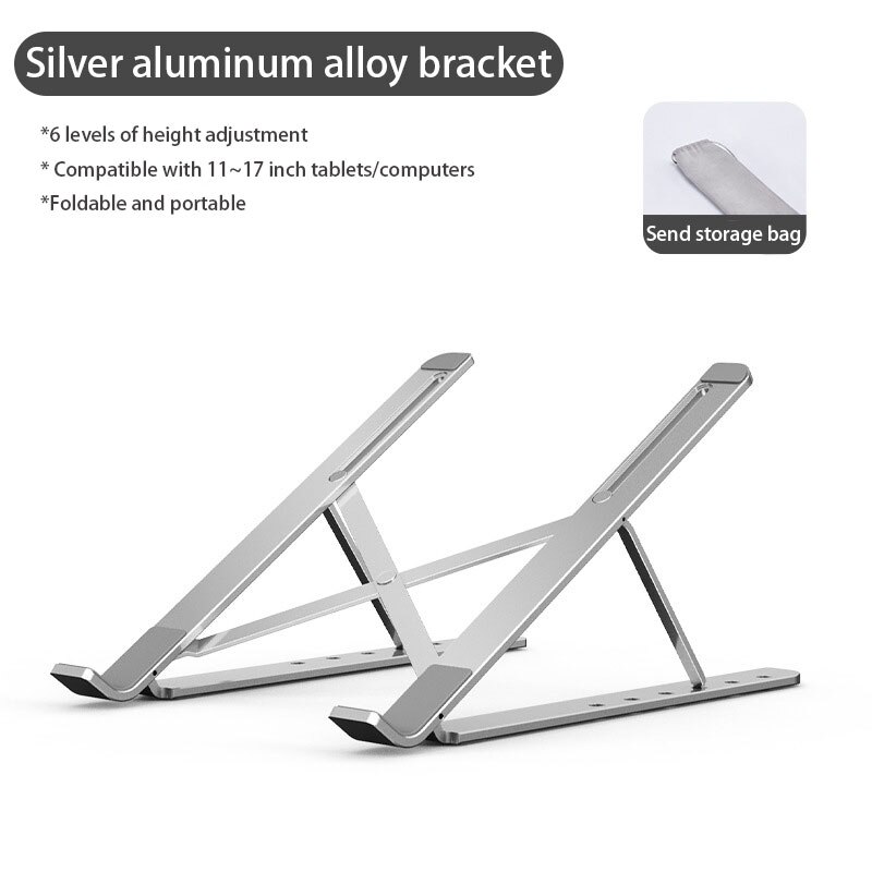 Laptop Stand for MacBook Air Pro Notebook Laptop Stand Bracket With Cooling Fan Foldable Aluminium Alloy Laptop for PC Notebook: Silver bracket