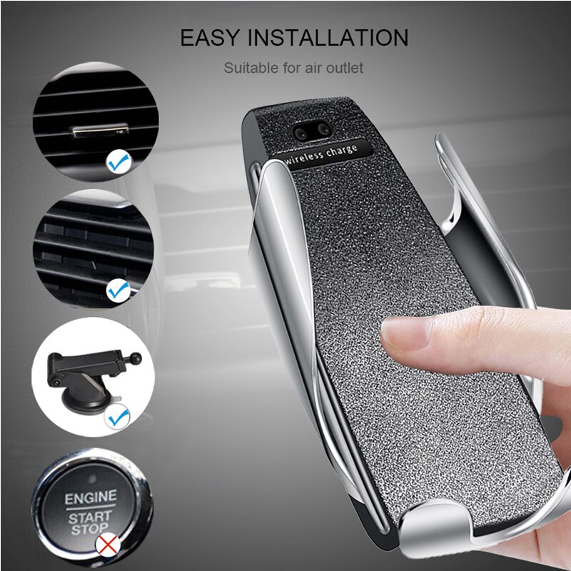Senza fili Veloce Caricabatteria Da Auto Per Android IOS Smartphone Caricatore Del Telefono Mobile di Ricarica Veloce con Smart Sensor Veloce