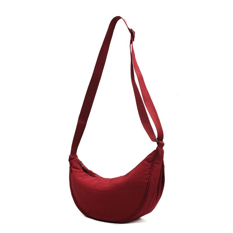 Eenvoudige Vrouwen Messenger Bag Dames Nylon Hobos Kleine Schoudertassen Vintage Vrouwelijke Meisjes Portemonnee Doek Handtassen: winered