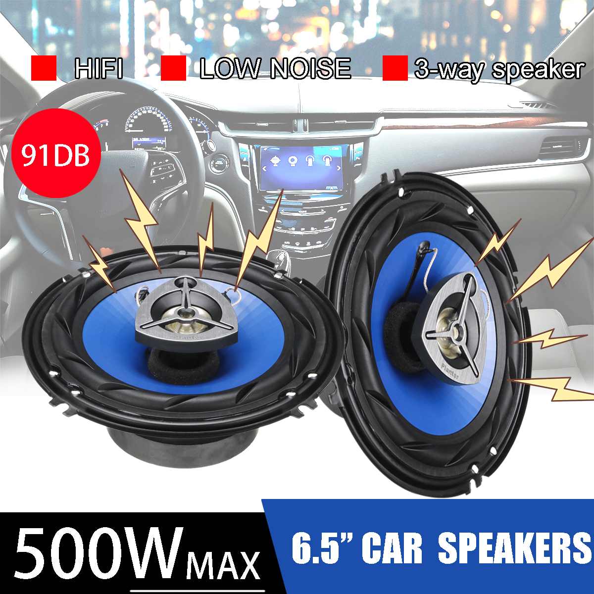 500W 6.5 Inch 2 Stuks Luidspreker Gekoppeld Automobiel Hifi Luidspreker Full Range Frequentie Hifi Speaker Voor Auto voertuig