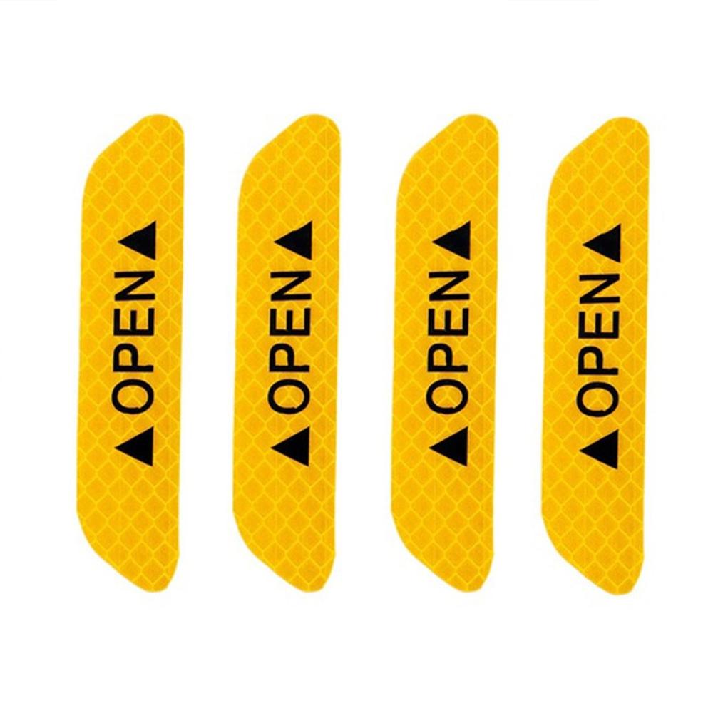 4PCS/SET Car Styling Warning Car Sticker Affixed To The Door To Open The Door Crash Safety Warning Stickers Reflective: YELLOW